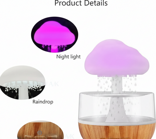 Cloud Rain Humidifier with LED Night Light & Aroma Diffuser | Luxury Room Decor