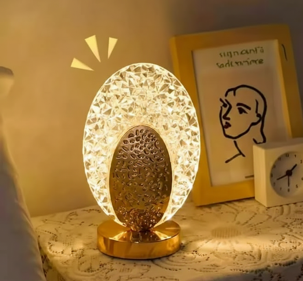 Oval Crystal LED Table Lamp