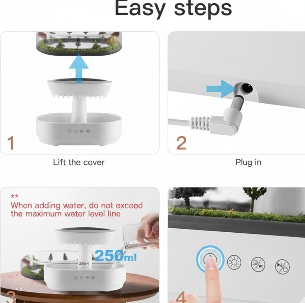 Raindrop Aroma Diffuser |Relaxing Mist Humidifier with Mini Garden Design